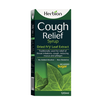 Herbion Cough Relief Syrup with Dried Ivy Leaf Extract Relieves Throat Irritation, Cough, Reduces Mucus (120ml)