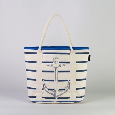 # RB 117 - TOSSA Fashion Cotton Bag  Blue Anchor & Stripes  (25 Units Per Carton)