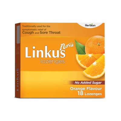Herbion Linkus Sugar-Free Cough Lozenges Orange Flavor 18s (Tidak Mengandungi Gula)