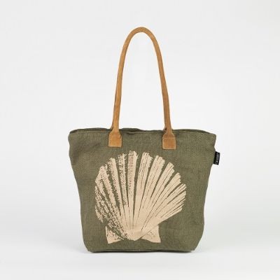 # AB 38 Unlaminated - TOSSA Fashion Jute Bag - Shell print green (25 Units Per Carton)