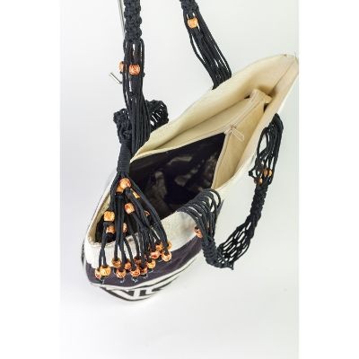 # AB 2 - TOSSA Fashion Jute Bag - Swastk print   Natural (25 Units Per Carton)