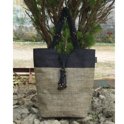 # AA 19 - TOSSA Fashion Jute Bag  black (500 gm. Per Unit)