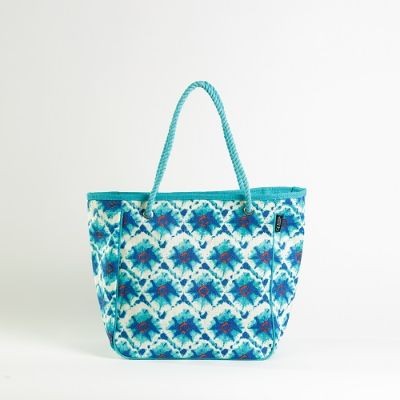 # AB 14 - TOSSA Fashion Jute Bag - light blue black (25 Units Per Carton)