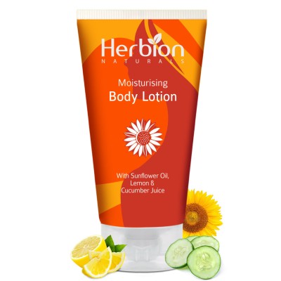 Herbion Naturals Moisturising Body Lotion with Sunflower Oil, Lemon, and Cucumber (100ml)