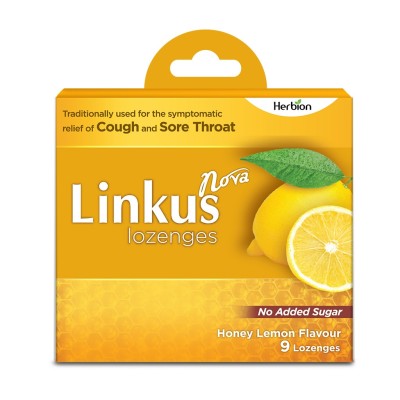 Herbion Linkus Sugar-Free Cough Lozenges Honey Lemon Flavor 9s (Tidak Mengandungi Gula)