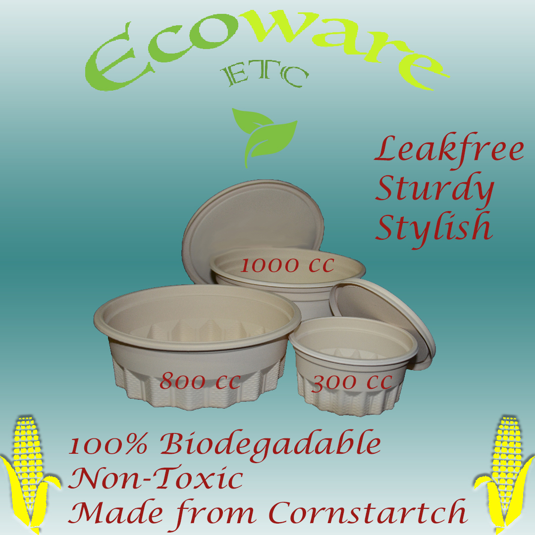 Leakfree & Compostable (Corn Starch) Bowl 800CC (120 Sets Carton)