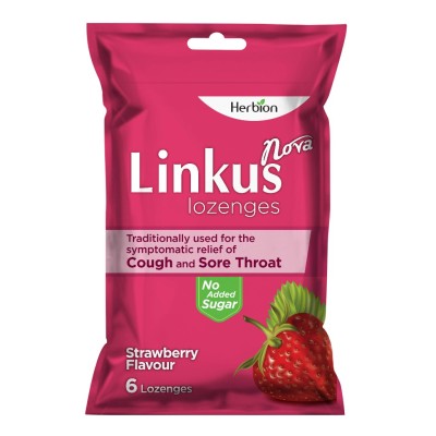 Herbion Linkus Sugar-Free Cough Lozenges Strawberry Flavor 6s (Tidak Mengandungi Gula)