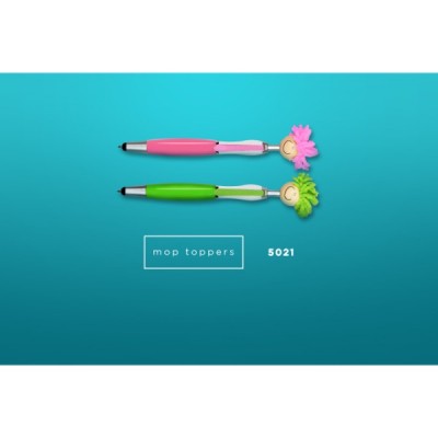 MOP TOPPERS - Stylus Ball Pen w  Screen Cleaner  (500 Units Per Carton)