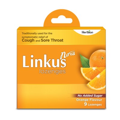 Herbion Linkus Sugar-Free Cough Lozenges Orange Flavor 9s (Tidak Mengandungi Gula)