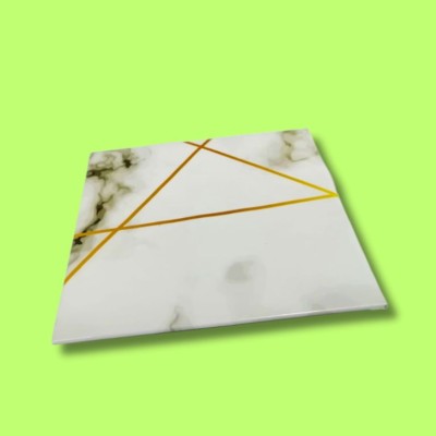 9" Square White Marble with Gold Lines Cake Board [2.7MM thick]