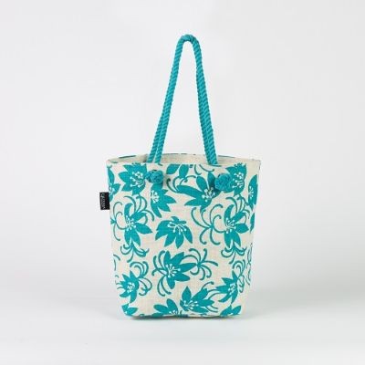 # AB 17 - TOSSA Fashion Jute Bag- floral print blue (320 gm. Per Unit)