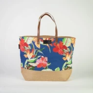 # RB 125 - TOSSA Fashion Cotton Bag - Tropical print blue (25 Units Per Carton)