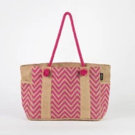 # AB 18 - TOSSA Fashion Jute Bag- Zig Zag print pink (25 Units Per Carton)