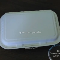 2 Compartment Biodegradable Lunch Box White 500 pieces