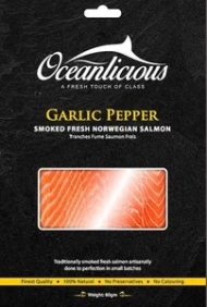 OCEANLICIOUS GARLIC PEPPER SMOKED SALMON 80G X 10
