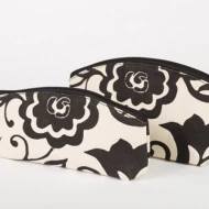 # CB 02 - TOSSA Cotton cosmetic bag - black&off white floral (50 Units Per Carton)