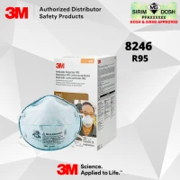 3M Particulate Respirator 8246, R95, with Nuisance Level Acid Gas Relief, Sirim and Dosh Approved (20pcs per Box)