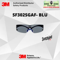 3M SecureFit 300 Series, SF302SGAF-LBL, Ice Blue Temples, Scotchgard Anti-fog Coating, Gray AF-AS Lens, Sirim and Dosh Approved