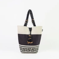 # AB 2 - TOSSA Fashion Jute Bag - Swastk print   Natural (500 gm Per Unit)