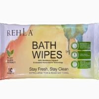 REHLA Halal XL Bath Wipe 10s for Bedridden, Travel, Camping, Sports