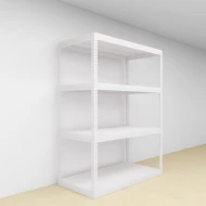 Warehouse Boltless Storage Rack 4 Level Metal Shelves 1800 H x 1200L x 600 D (White)