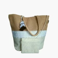# AA 37 - TOSSA Fashion Jute Bag  Natural & Off white (450 gm. Per Unit)