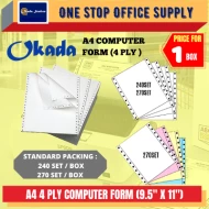 A4 4 PLY NCR COMPUTER PAPER - 2UP 270 SET ( 9.5'' X 11'' )