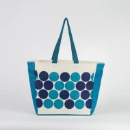 # AB 20 - TOSSA Fashion Jute Bag- Polka print  blue (25 Units Per Carton)