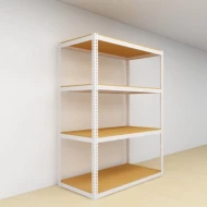 Warehouse Boltless Storage Rack 4 Level Wood Shelves 2400 H x 1200L x 600 D (White)