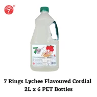 7 Rings - Lychee Flavoured Cordial (6 bottles x 2000ml)