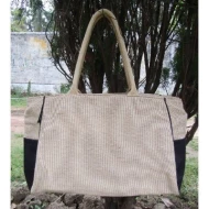 # AA 13 - TOSSA Fashion Jute Bag  Natural Jute &Black (25 Units Per Carton)